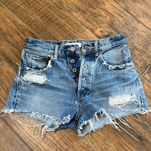 Moussy Distressed Blue Denim Women Shorts